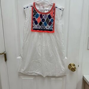 Crewcuts White sleeveless Dress with Colorful Embroidery NWOT